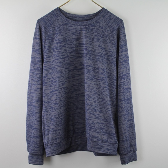 Outdoor Voices Navy Classic Fit Soft Nylon Spandex Long Sleeve Crewneck Shirt L - Picture 1 of 5